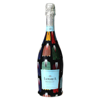 Suits Prosecco Bottle Wrap bottle wrap on a La Marca prosecco bottle