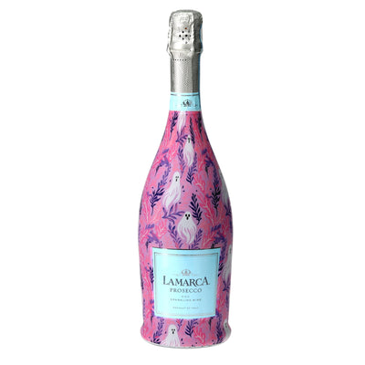 Preppy Halloween Ghost Prosecco Bottle Wrap bottle wrap on a La Marca prosecco bottle
