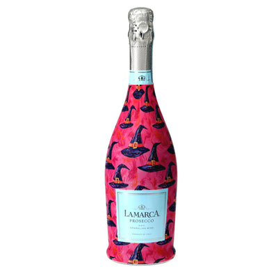 Preppy Halloween Witch Hats Prosecco Bottle Wrap bottle wrap on a La Marca prosecco bottle