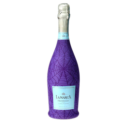 Twilight Web Prosecco Bottle Wrap bottle wrap on a La Marca prosecco bottle
