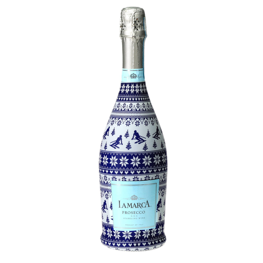 Beau Bottles Blue and White Knitted Ski - Prosecco Collection