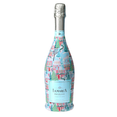 Home for the Holidays Prosecco Bottle Wrap bottle wrap on a La Marca prosecco bottle