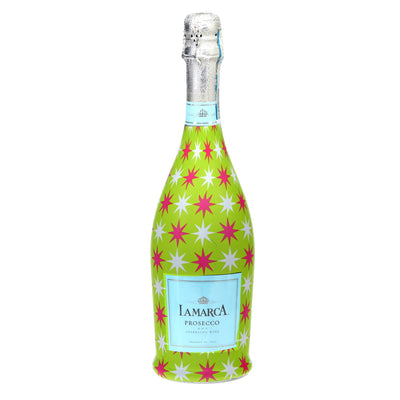 Lime Starburst Prosecco Bottle Wrap bottle wrap on a La Marca prosecco bottle