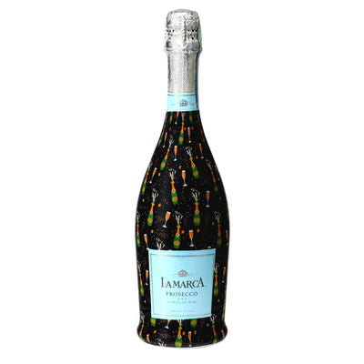 NYE Champagne Pop Prosecco Bottle Wrap bottle wrap on a Veuve Clicquot champagne bottle