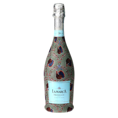 Autumn Turkey Trellis Prosecco Bottle Wrap bottle wrap on a La Marca prosecco bottle