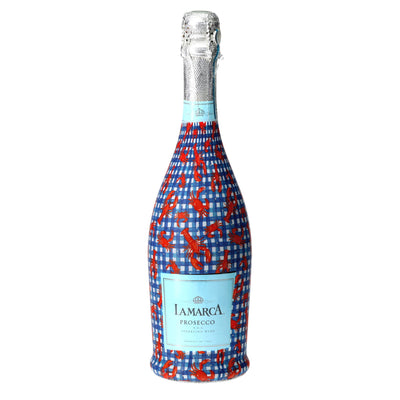 New England Lobster Party Prosecco Bottle Wrap bottle wrap on a La Marca prosecco bottle