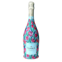 Thumbnail for Blushing Tulip Garden Prosecco Bottle Wrap bottle wrap on a La Marca prosecco bottle