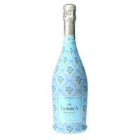 Thumbnail for Blue Bows & Blossoms Prosecco Bottle Wrap bottle wrap on a La Marca prosecco bottle