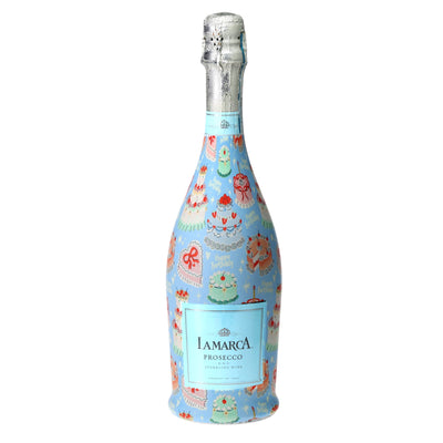 Birthday Patisserie Prosecco Bottle Wrap bottle wrap on a La Marca prosecco bottle
