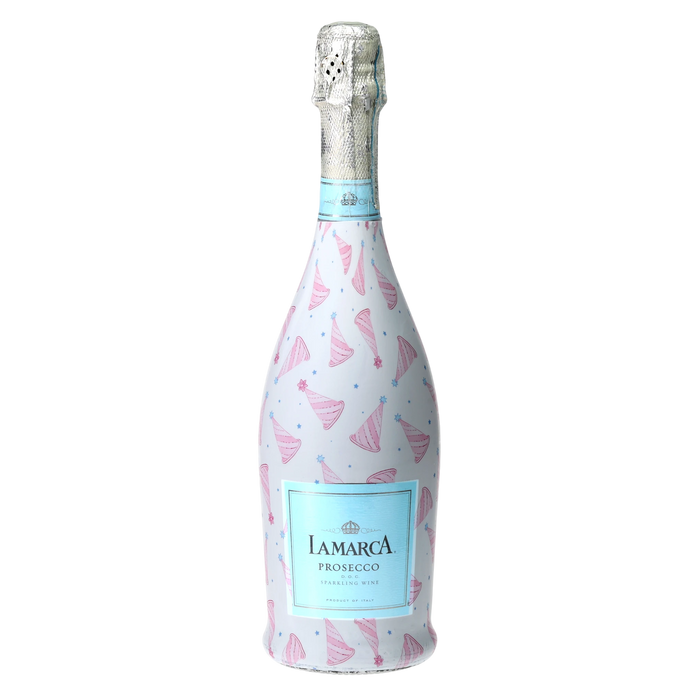 Pastel Birthday Party Hats Prosecco Bottle Wrap — 360 view