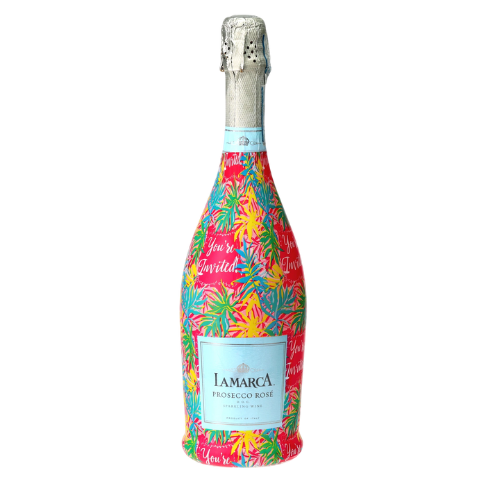 Cordial Invitation Prosecco Bottle Wrap — 360 view