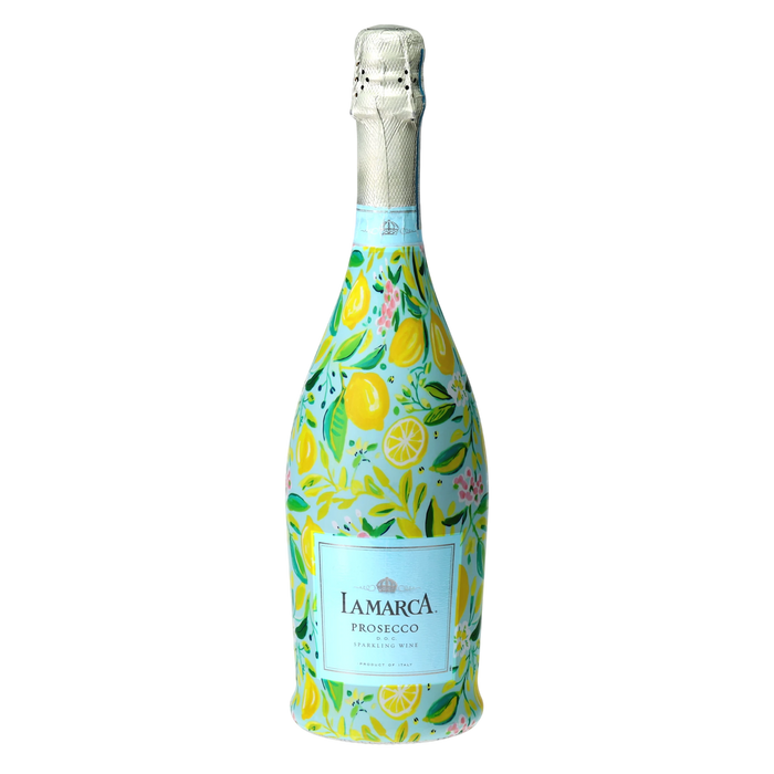 Preppy Lemons Prosecco Bottle Wrap — 360 view