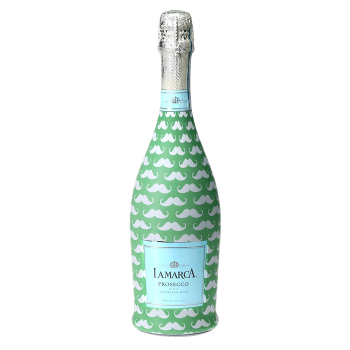Mustaches Prosecco Bottle Wrap — 360 view