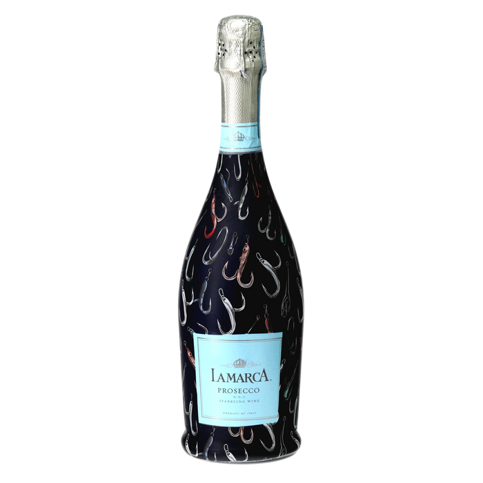 Fishing Hooks Prosecco Bottle Wrap — 360 view