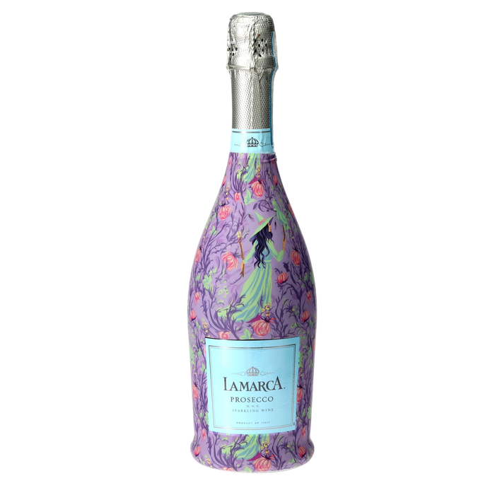 Preppy Halloween Witch Prosecco Bottle Wrap — 360 view