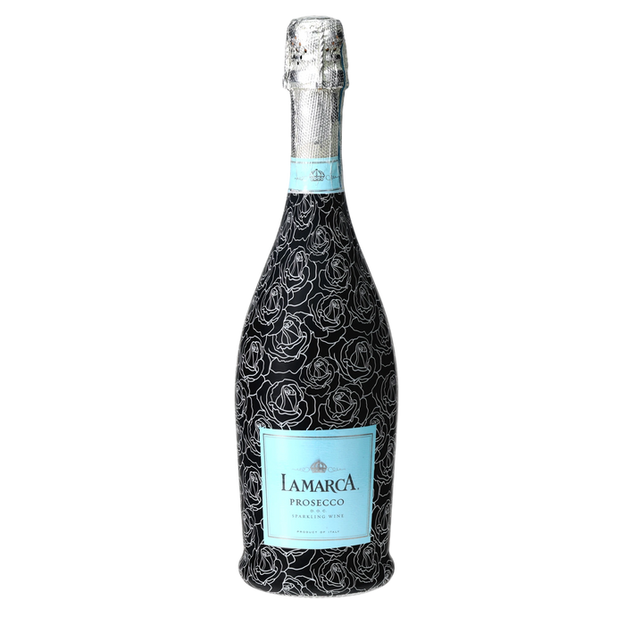 Black & White Roses Prosecco Bottle Wrap — 360 view