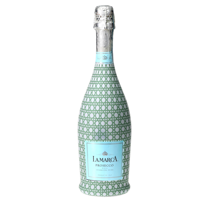 Sage & White Cane Prosecco Bottle Wrap — 360 view