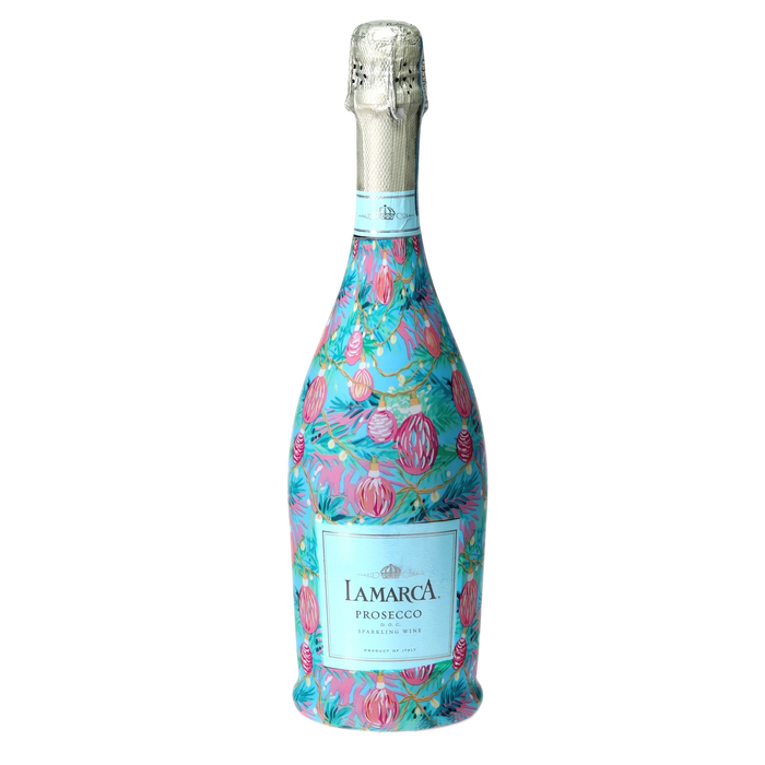 Twinkling Lights & Ornaments Prosecco Bottle Wrap — 360 view
