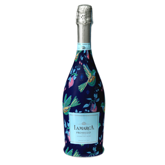 Sheridan French Collection - Indigo Songbird Prosecco Bottle Wrap — 360 view