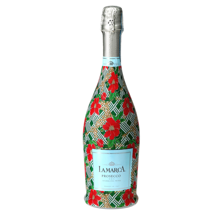 Poinsettia Trellis Prosecco Bottle Wrap — 360 view