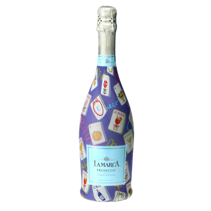 Purple Mahjong Prosecco Bottle Wrap — 360 view
