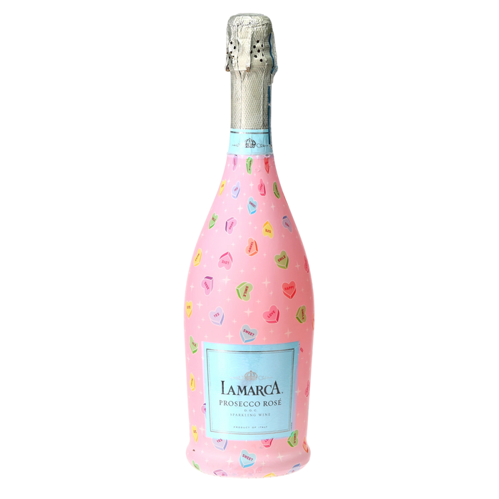 Limited Edition Conversation Hearts Prosecco Bottle Wrap — 360 view