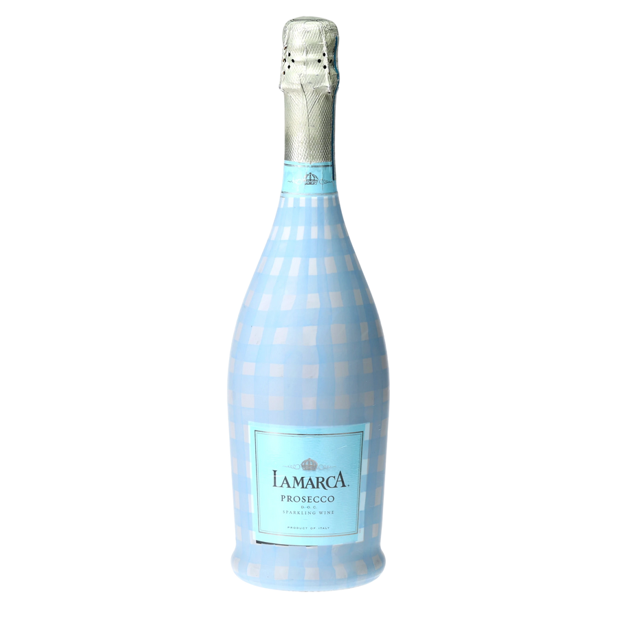 Beau Bottles Powder Blue Picnic Gingham- Prosecco Collection — 360 view