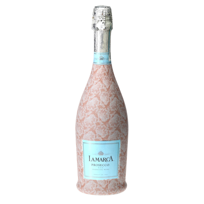 Blush Lace Floral Prosecco Bottle Wrap — 360 view
