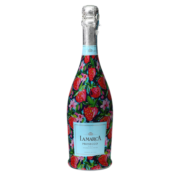 Strawberry Soiree Prosecco Bottle Wrap — 360 view