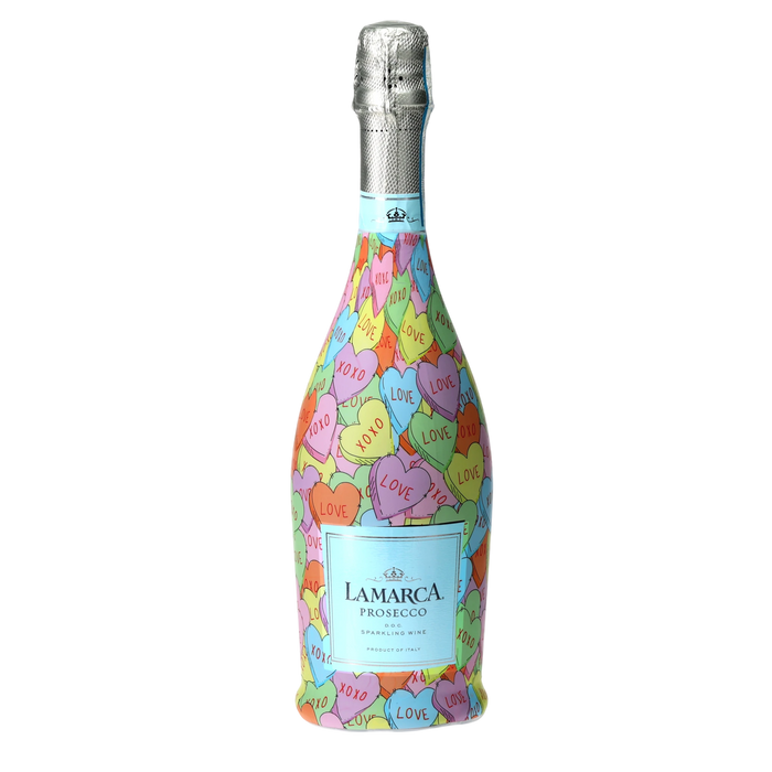 Limited Edition Large Conversational Hearts Prosecco Bottle Wrap — 360 view