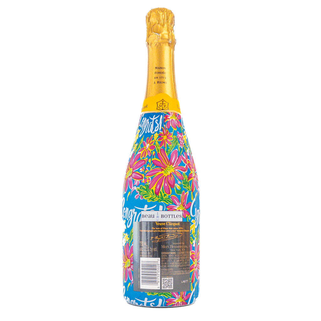 Preppy Congrats Bottle Wrap on Champagne Bottle