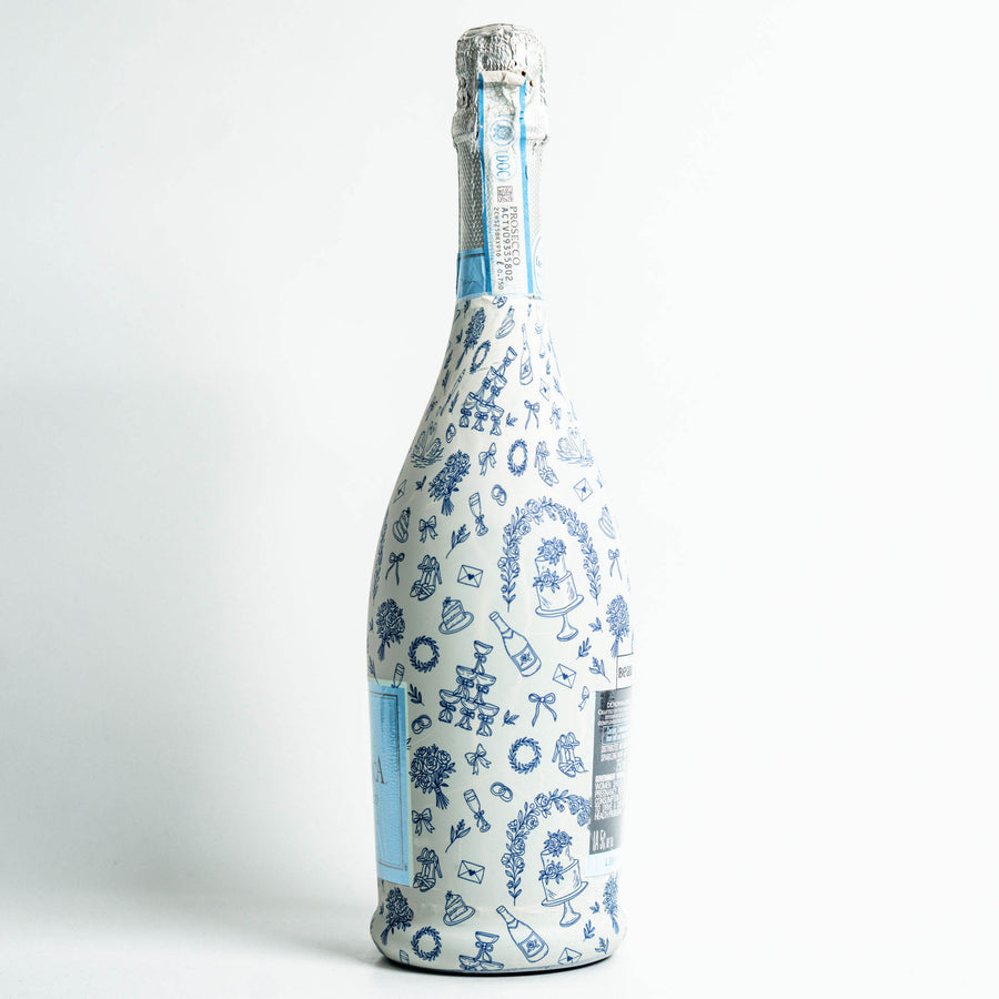 Beau Bottles Blue Wedding Toile- Prosecco Collection