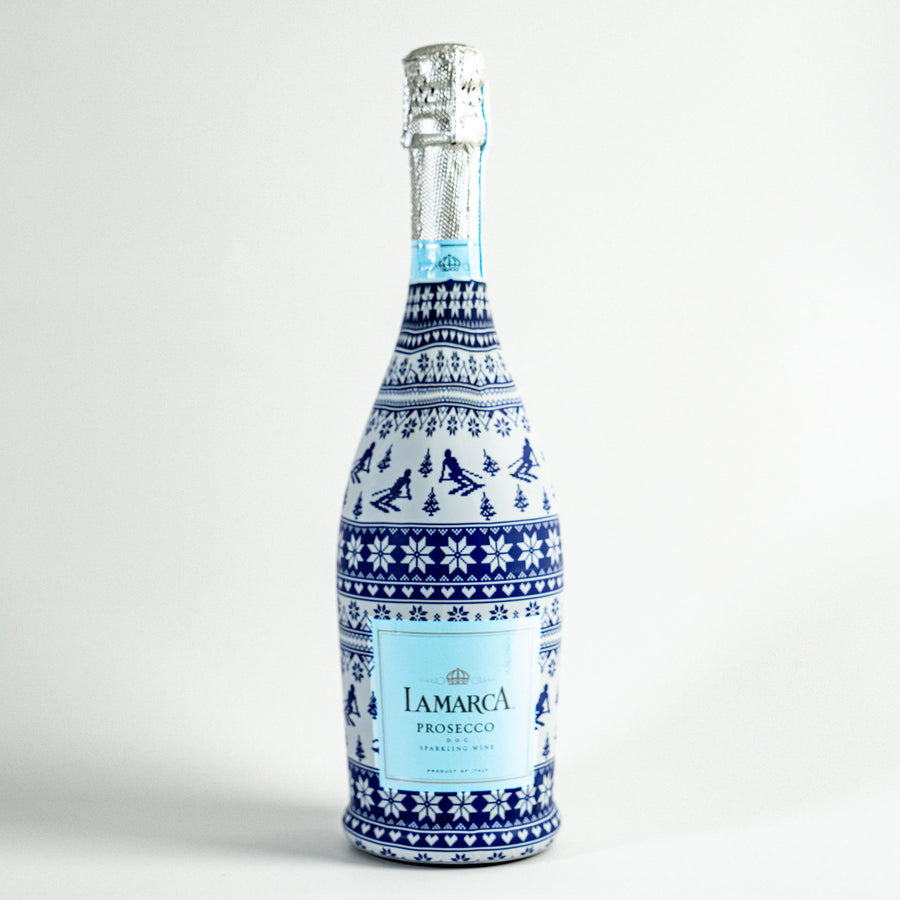 Beau Bottles Blue and White Knitted Ski - Prosecco Collection