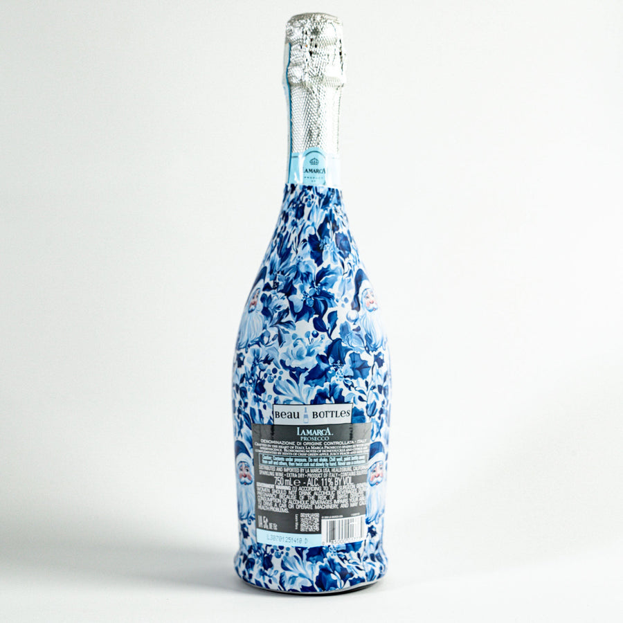 Beau Bottles Blue and White Santa - Prosecco Collection