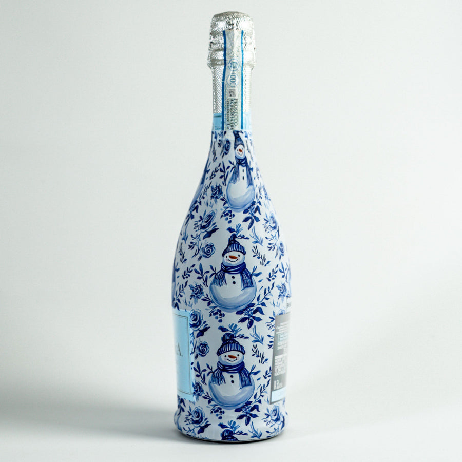 Beau Bottles Blue and White Snowman - Prosecco Collection