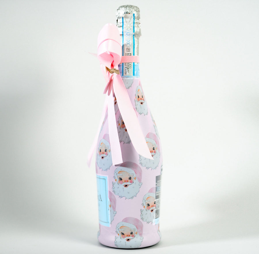 Beau Bottles Limited Edition Watercolor Pink Santa- Prosecco Collection