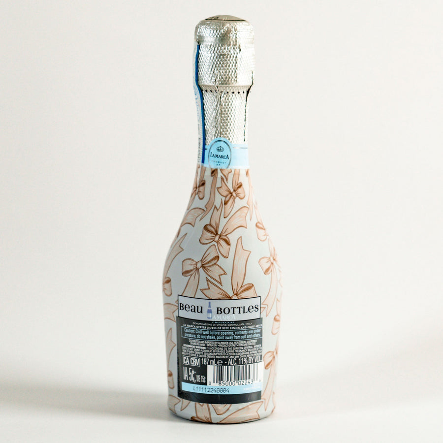 Beau Bottles Beige Bows - MINI Prosecco Collection - Six Pack