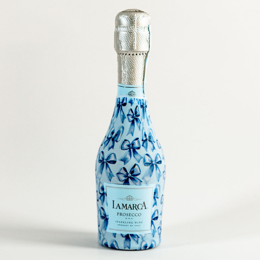 Beau Bottles Blue Satin Bows -MINI Prosecco Collection - Six Pack