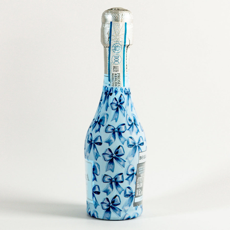 Beau Bottles Blue Satin Bows -MINI Prosecco Collection - Six Pack