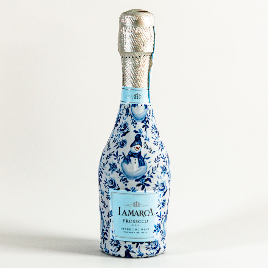 Beau Bottles Blue and White Snowman - MINI Prosecco Collection - Six Pack