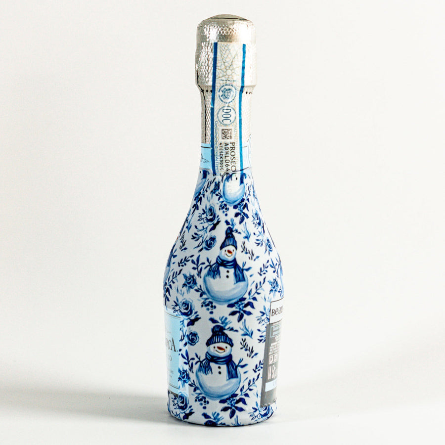 Beau Bottles Blue and White Snowman - MINI Prosecco Collection - Six Pack