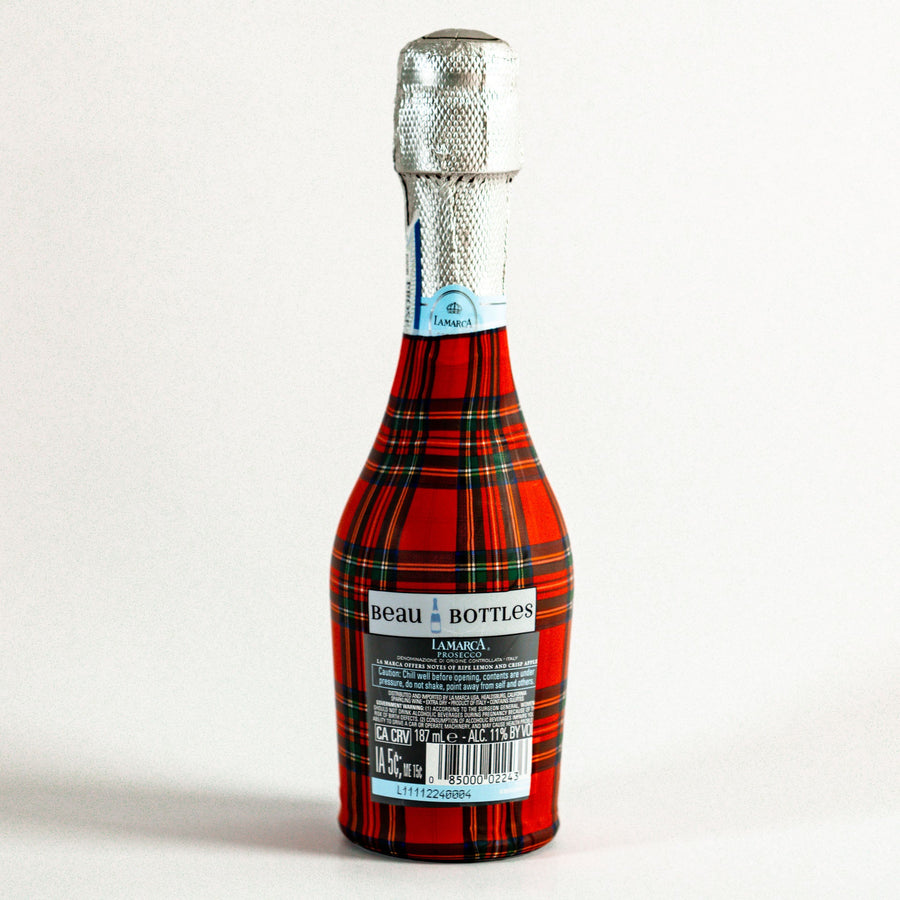 Beau Bottles Red and Green Christmas Tartan - MINI Prosecco Collection - Six Pack