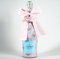 Thumbnail for Wrapido Watercolor Pink Santa Bottle Wrap & Bougie Bow Matching Set on La Marca Prosecco