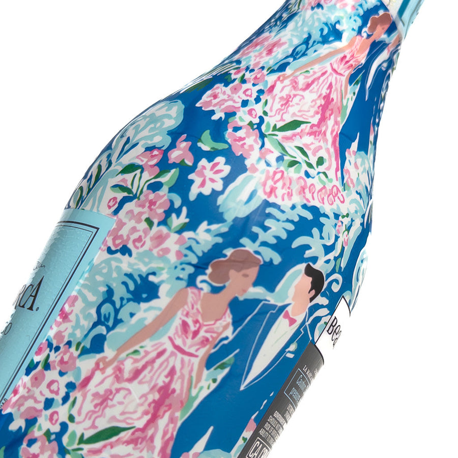 Preppy Bride and Groom Mini Bottle Wrap Set on Mini La Marca Prosecco