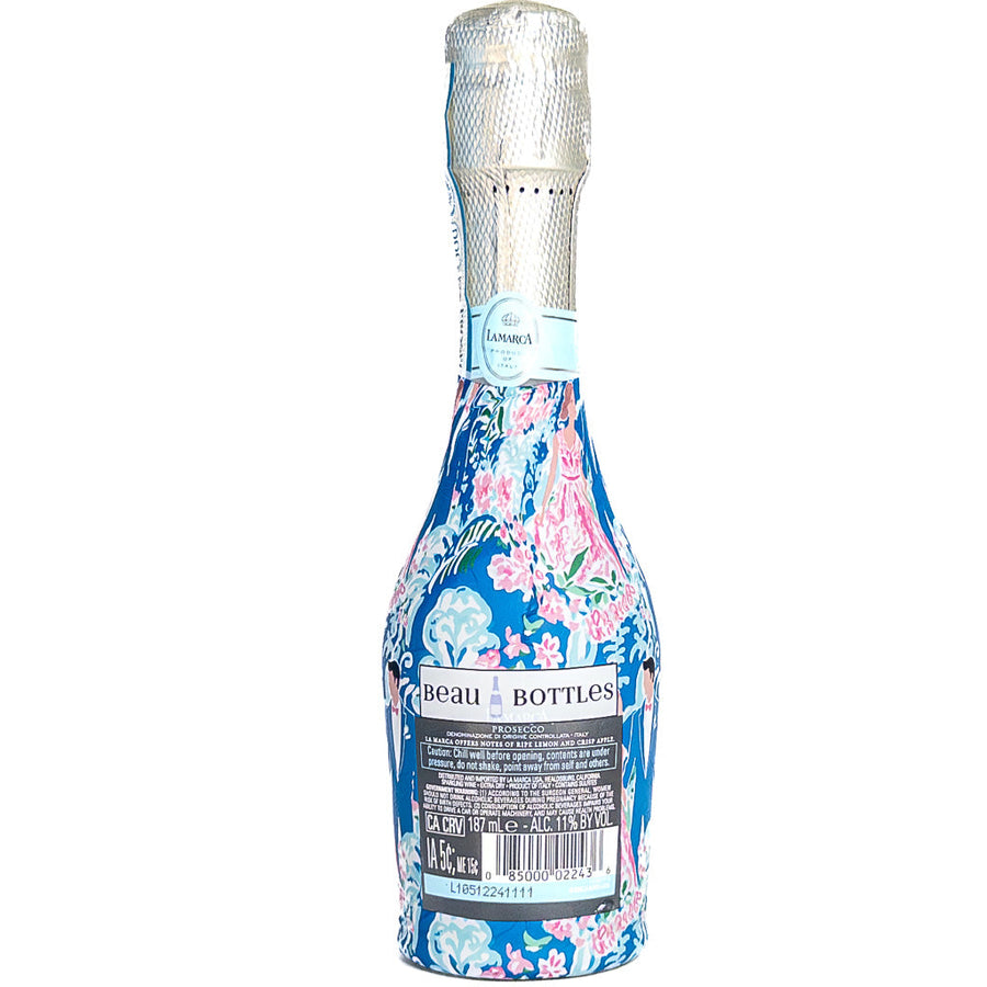 Preppy Bride and Groom Mini Bottle Wrap Set on Mini La Marca Prosecco