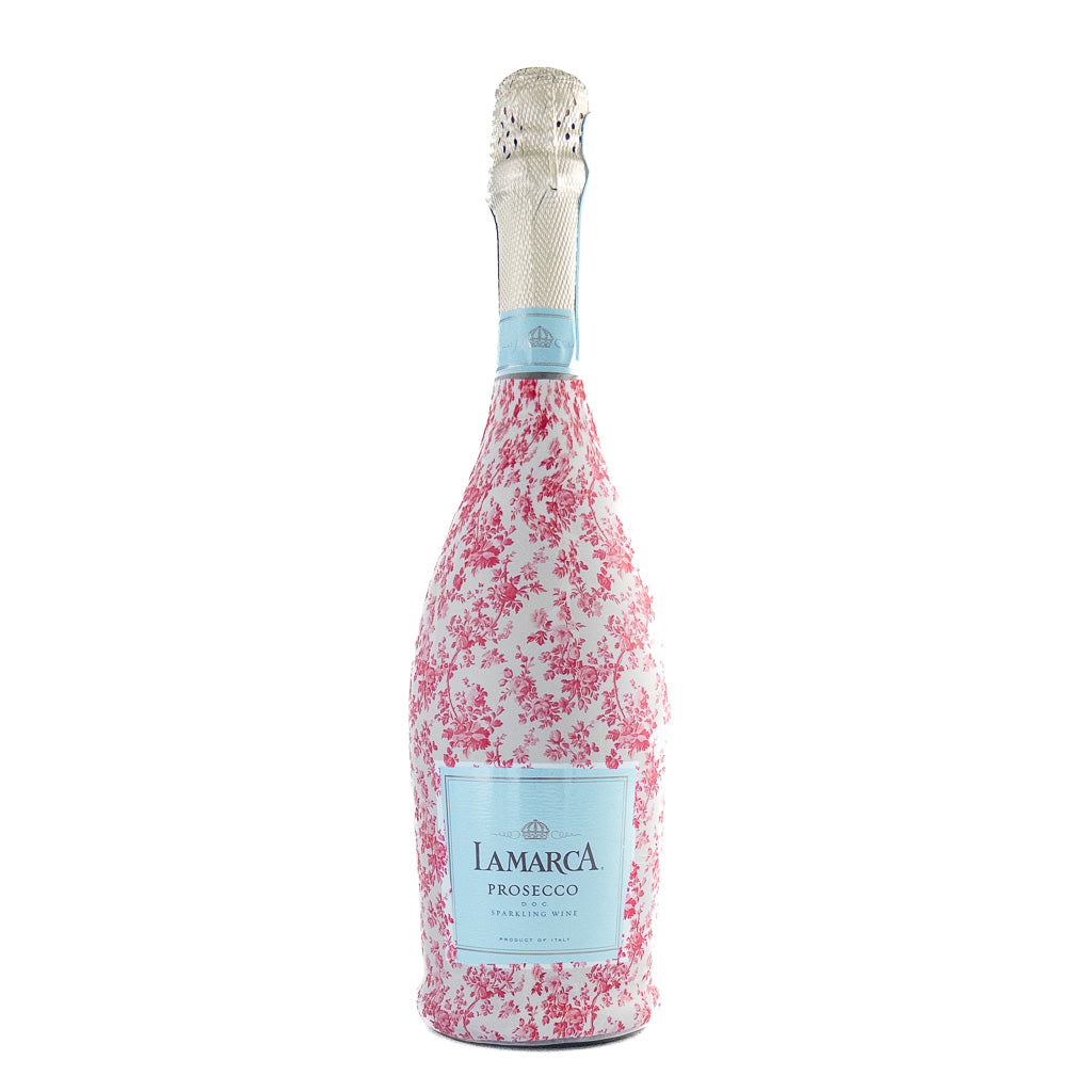 Grandmillenial Pink Floral Bottle Wrap on La Marca Prosecco