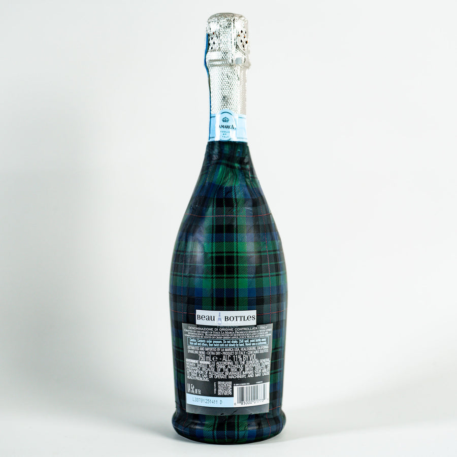 Beau Bottles Blue and Green Christmas Tartan - Prosecco Collection