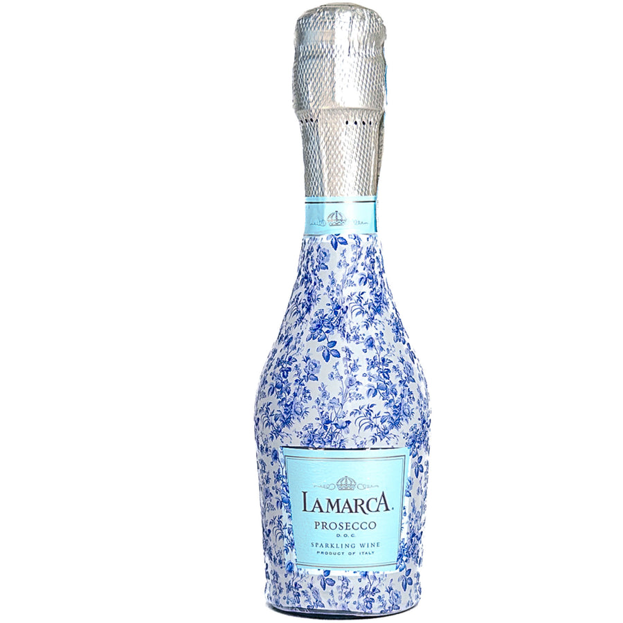 Blue Floral Bundle Bottle Wrap on La Marca Prosecco