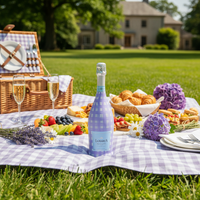 Thumbnail for Lavender Haze Picnic Gingham Bottle Wrap on La Marca Prosecco