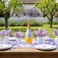 Thumbnail for Lavender Lace Bows Bottle Wrap on Champagne Bottle